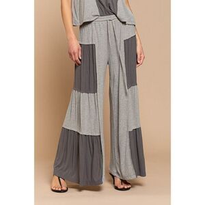 POL Tried It All Colorblock Wide Loose Knit Pants in Grey FKP9